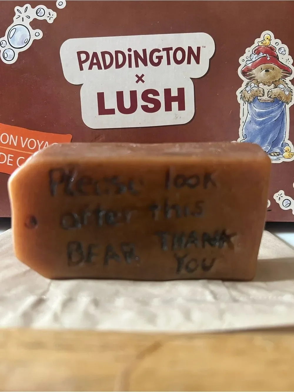 Lush X Paddington Soap PLEASE LOOK AFTER THIS BEAR THANK YOU 3.5 oz